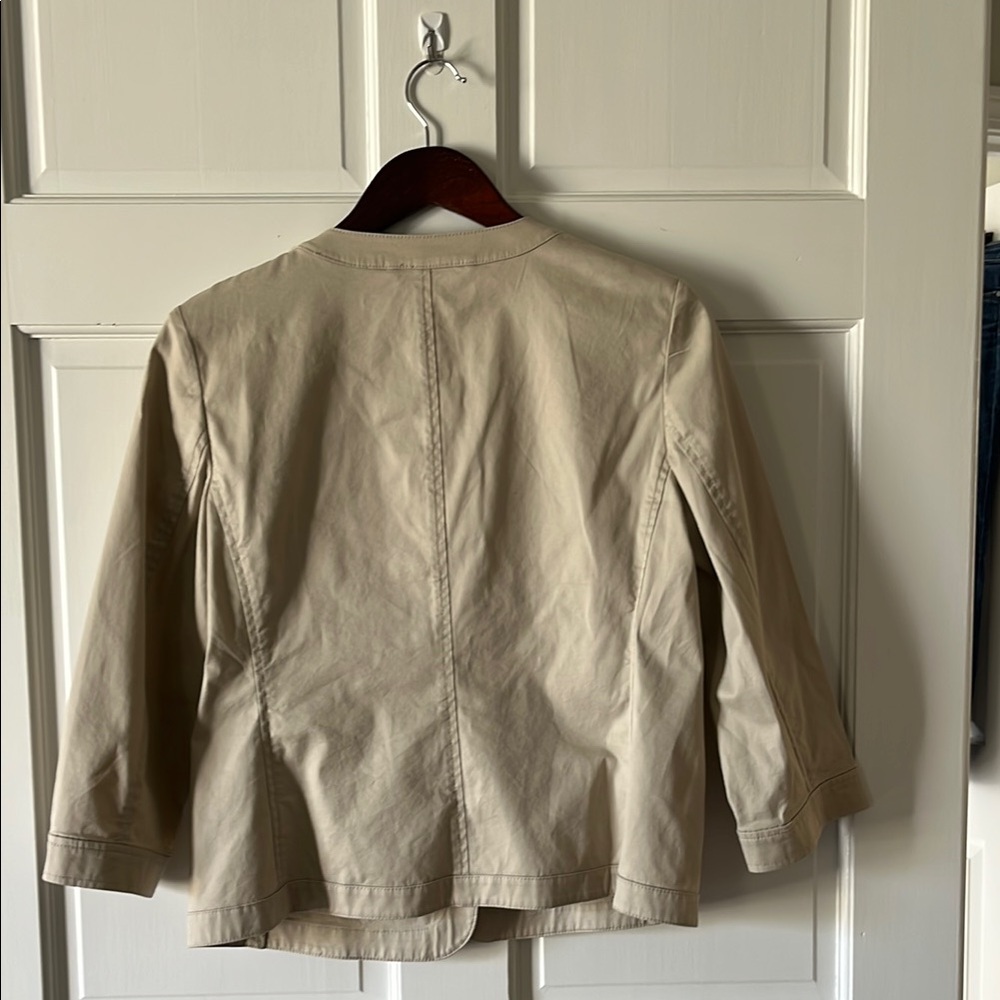 Talbots Cream Ruffled Collarless Jacket - Picture 3 of 7